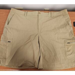 LL Bean Shorts Mens 44W Brown Nylon Blend Flat Front Cargo